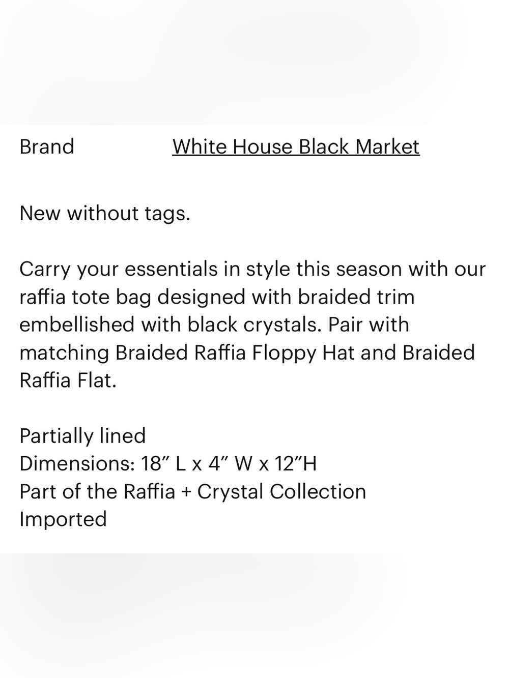 White House Black Market Raffia braided embellished Tote Bag in Black - Picture 3 of 14